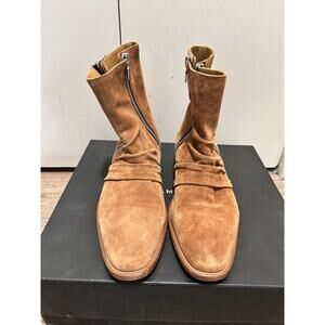Amiri Skinny Stack Boots Brown Suede Side Zip size EU 42 / US 9